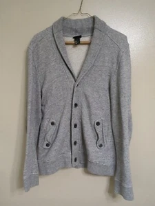 H & M Womens Grey Cardigan Jacket SZ Small  Button Up Elbow Patches GUC - Picture 1 of 7