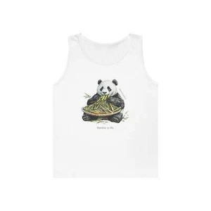 Hungry Panda Illustration Unisex Heavy Cotton Tank Top #BambooAddict #Fraudulent - Picture 1 of 17