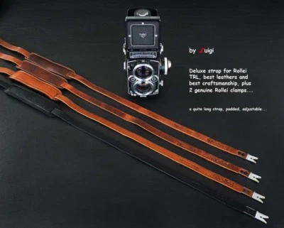 CORREA LUIGI DELUXE para ROLLEIFLEX ROLLEI TLR 2.8F,3.5F,TELE++, ABRAZADERAS ORIGINALES, UPS Foto 1 de 4