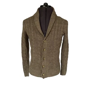 Suitsupply Linen Cotton Cardigan Sweater Beige Cable Knit Shawl Slim Men's Small - Picture 1 of 11