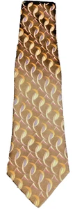 Halston Brand Printed in Italy Half Circle Design 100% Imported Silk Black Tie - Picture 1 of 3
