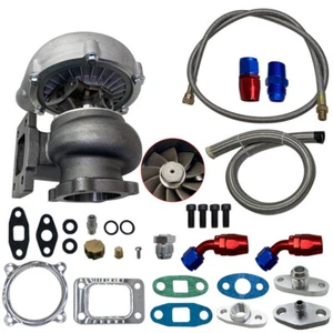 Turbocompresor Labwork GT30 GT3037 GT3076 500 HP + Kit de línea de alimentación de retorno de drenaje de aceite - Imagen 1 de 12