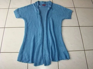 Laura di Sarpi DAMEN Strick Jacke L Weste Poncho Pulli LONG kurzarm blau w NEU - Bild 1 von 8