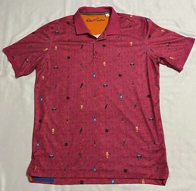 Robert Graham Golf Polo Suds Pretzels Openers Pattern Men’s Sz Large Polyester - Image 1 of 4