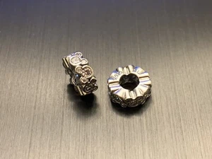 -SET OF 2- Genuine Pandora Silver Disney Mickey All Around Spacer Charm 791456CZ - Picture 1 of 6