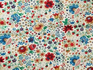 De colección NOS JOAN KESSLER Micro Fresas Y Tela Floral Algodón Crema BTHY - Imagen 1 de 3