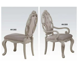 ACME Ragenardus Formal Antique White & Fabric Finish 2-PC 43"H Arm / Side Chair - Picture 1 of 3