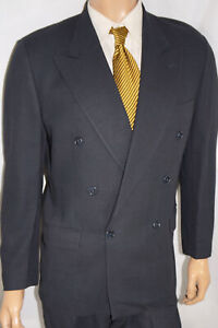 40R Vintage 1990’s Profilo 2-Piece Suit - Men 40 Nailhead 6Btn DB Wool 34x29