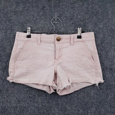 Pantalones Cortos American Eagle Para Mujer 4 Rosa Midi Caliente Pantalones Tiro Bajo Elastizados Frente Plano Foto 1 de 4