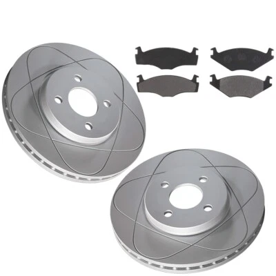 Rotores y pastillas de freno de disco ranurados delanteros premium para Volkswagen Derby 95-97; 256 mm Foto 1 de 4