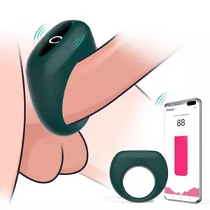 Cock Ring Vibrator long distance phone app Penis Vibrating silicone rechargeable - Picture 1 of 6
