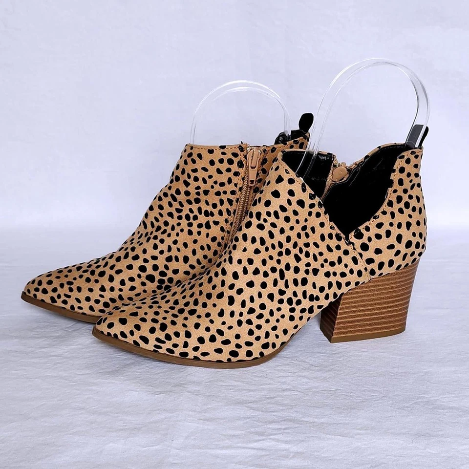 QUPID NAVA GAMUZA CAMEL NEGRO LEOPARDO CHOP OUT CREMALLERA BOTINES MUJER 6 Foto 1 de 4