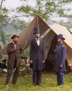 President Abraham Lincoln at Antietam in 1862 Colorized 8X10 PUBLICITY PHOTO - Picture 1 of 1