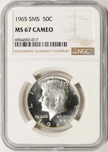 Medio dólar de plata Kennedy 1965 SMS 50c NGC MS67 camafeo - Imagen 1 de 4