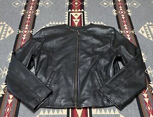 American Born Black Leather Motorcycle 1980’s Jacket Sz XL Unisex HR