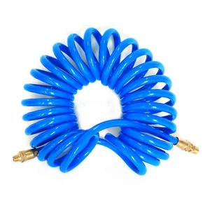 Steelman 25-ft Coiled 3/8 in. 100 PSI Air Hose with 1/4 in. NPT Fittings 50041-F - Picture 1 of 5