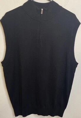 全新 F/X Fusion 男式黑色针织套衫背心毛衣无袖大号拉链 — 第 1/4 张图片