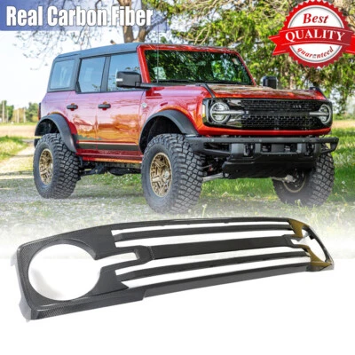 Fit For Ford BRONCO 2021-2023 Real Carbon Fiber Front Bumper Grille Kidney Grill - Image 1 of 4
