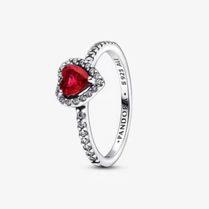 New Genuine Authentic Pandora Elevated Ruby Red Heart Ring ~198421C02-50 UK K - Picture 1 of 6