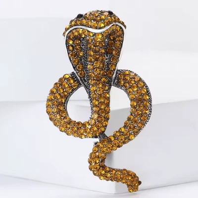 Halloween Retro Plata Cobra Serpiente Broche Prendedor Cristal Gótico Disfraz Joyería Gif Foto 1 de 4
