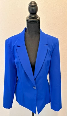 Blazer Vestido Nanette Azul Leporo Forrado, Botón Único, Manga Larga Foto 1 de 4