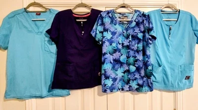 Women's Scrub Tops Bundle Lot 4 Pcs Sz L (Koi, Dickies, Butter-Soft) - Image 1 of 4