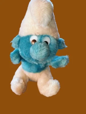 Vintage Peyo Wallace & Berrie CO. Smurf 7.5" Plush Stuffed Animal Toy Blue 1981 - Image 1 of 4