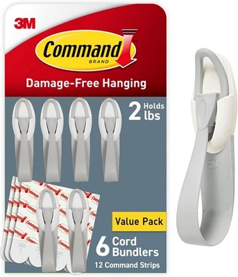 Command Cord Bundlers 6 Pack with 12 Strips Damage-Free Hanging Cable Organizer - Image 1 of 4