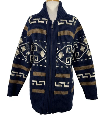 Pendleton Southwestern 100% Lams Wool Chunky  Knit Zip Cardigan Sweater Women S - Image 1 of 4