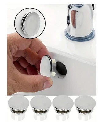 5pcs Bathroom Basin Sink Overflow Ring Chrome Hole Cover Cap Inserts,round Uk - Image 1 of 4
