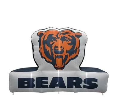 Logo Brands NFL Pre-Lit 7’x10’ Team Inflatable Chicago Bears - White / Blue