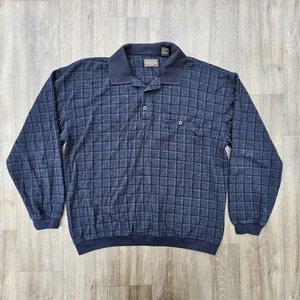 Vintage Taylor & Henry Mens Sz XL Sweater Long Sleeve Blue Checkered - Picture 1 of 8