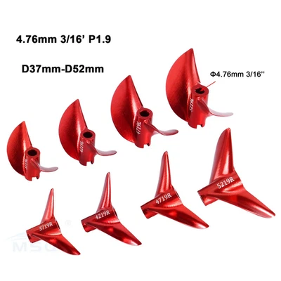 CNC Red Aluminium 4.76mm 3/16'' Propeller 2 Blades Screw Left/Right for RC Boat - Image 1 of 4