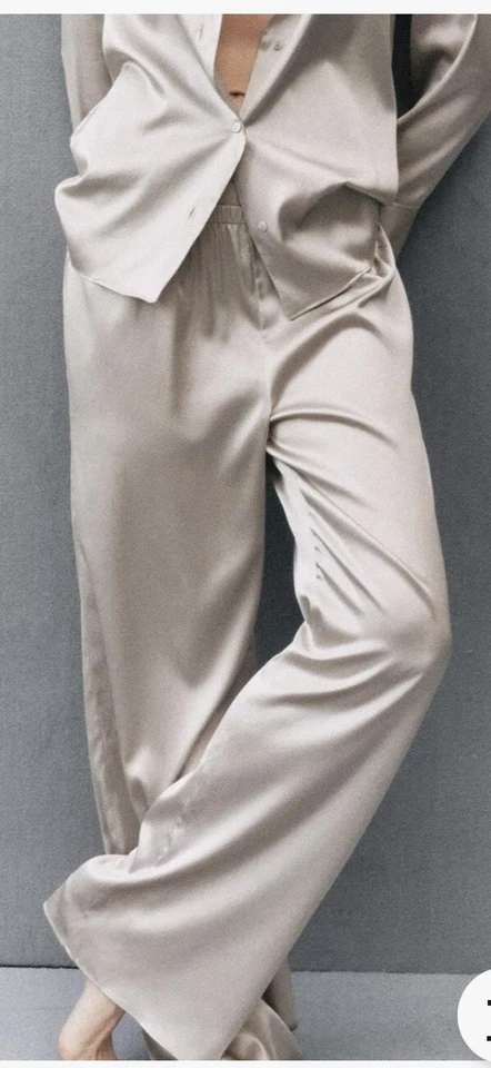 PANTALÓN PIJAMA ZARA MEZCLA SEDA TALLA M 10-12 PRECIO DE VENTA SUGERIDO POR EL FABRICANTE 89,99 € Foto 1 de 4