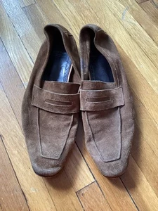 Luxe Di Bianco Men's Size 8.5 Brown Suede Un-Lined Slip-On Loafers,Italy,MINT - Picture 1 of 6