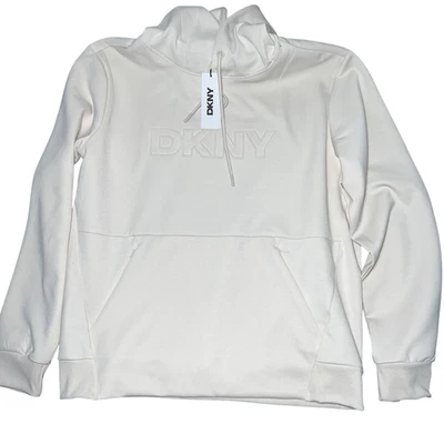 Sudadera con Capucha DKNY Para Hombre Natural Talla L - Logo Grande Nueva con Etiquetas Texto en Relieve Foto 1 de 4