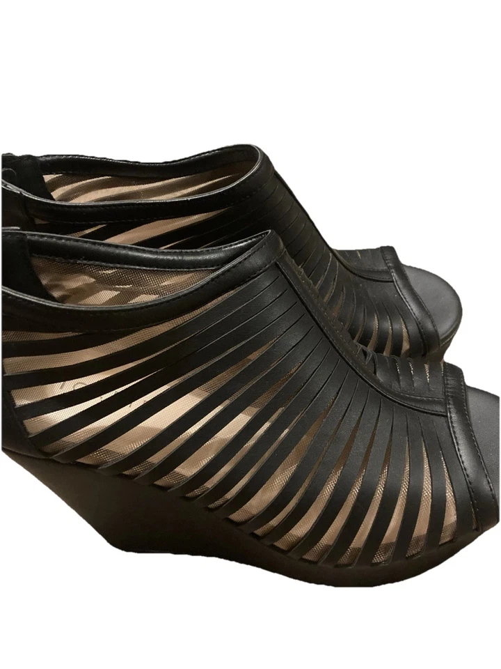 Torrid Black Strappy Wedge Bootie Women's Size 8.5 Wide Dressy 4 In Heel - Image 1 of 4