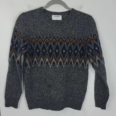 Suéter Antiguo Azul Marino Fair Isle Jóvenes Niños M Estampado Carbón Invierno Elegante Imágenes Foto 1 de 4