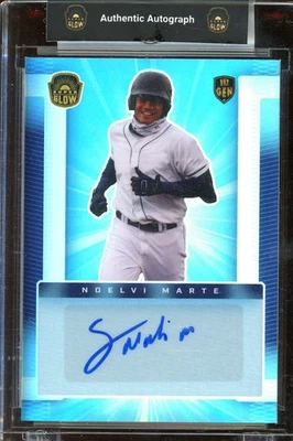 2021 Super Glow Sports #AU-NM Noelvi Marte Autograph Initials Blue Glow #/150 - Image 1 of 2