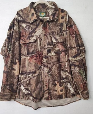 Cabelas Outdoor Gear Camo Button Up Shirt Mossy Oak Hunting 3XL 3XL Tall Grand  - Image 1 of 4