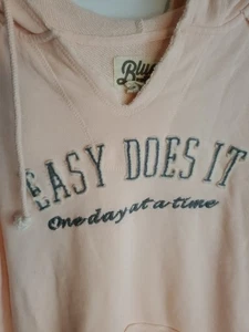 NWOT Women's Peach & Grey easy does it" sweat shirt hoodie by BLUE SZ Med - Picture 1 of 5