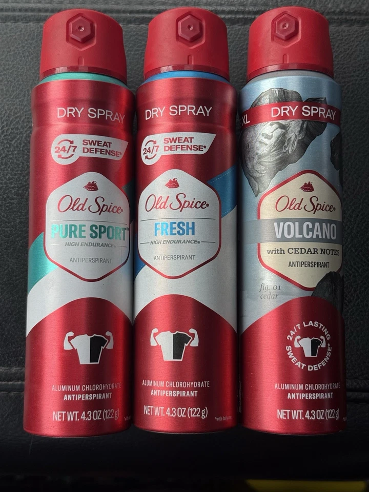 (3) OLD SPICE VARIETY ANTIPERSPIRANT DRY SPRAY 24/7 SWEAT DEFENSE 3/26 7/2026 - Image 1 of 1