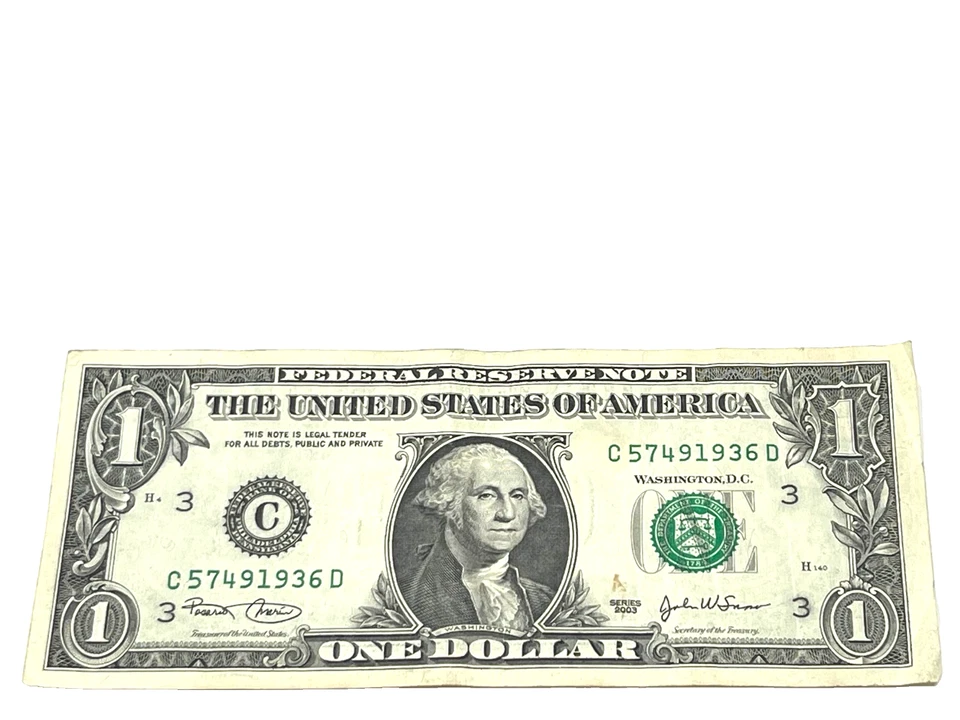 U.S. 2003, $1.00 FEDERAL RESERVE NOTE, Extra Fine, S/N C 57491936 D (#516) - Image 1 of 2