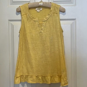Anthropologie Maeve Sleeveless Blouse Yellow Women’s Ruffled Bottom & Back Med - Picture 1 of 8
