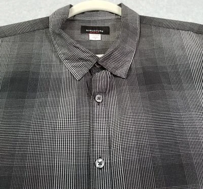 STRUCTURE Button Up Shirt Men’s Extra Large XL Black Gray White Plaid Slim Fit - Image 1 of 4