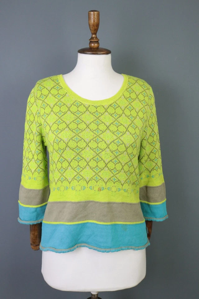 Suéter de malha estampado verde OILILILY tamanho M - Imagem 1 de 4