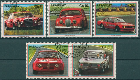 Paraguay 1987 CTO Saloon Cars Stamps Auto Racing Jaguar BMW Alfa Romeo 5v Set Cover