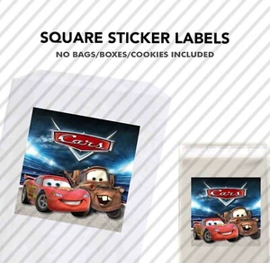 12 Cars Lightning McQueen 2.5" Square Sticker Labels Bag Treat Party Favor - Picture 1 of 1