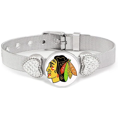 Chicago Blackhawks Womens Adjustable Silver Bracelet Jewelry w Gift Pkg D26 Cover