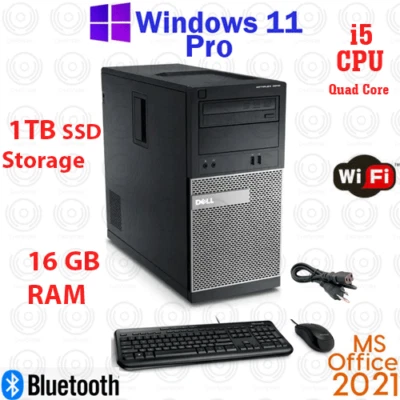 Window 11 Dell OptiPlex 1TB SSD Core i5 16GB RAM HDMI DP WiFi Desktop Computer - Image 1 of 4